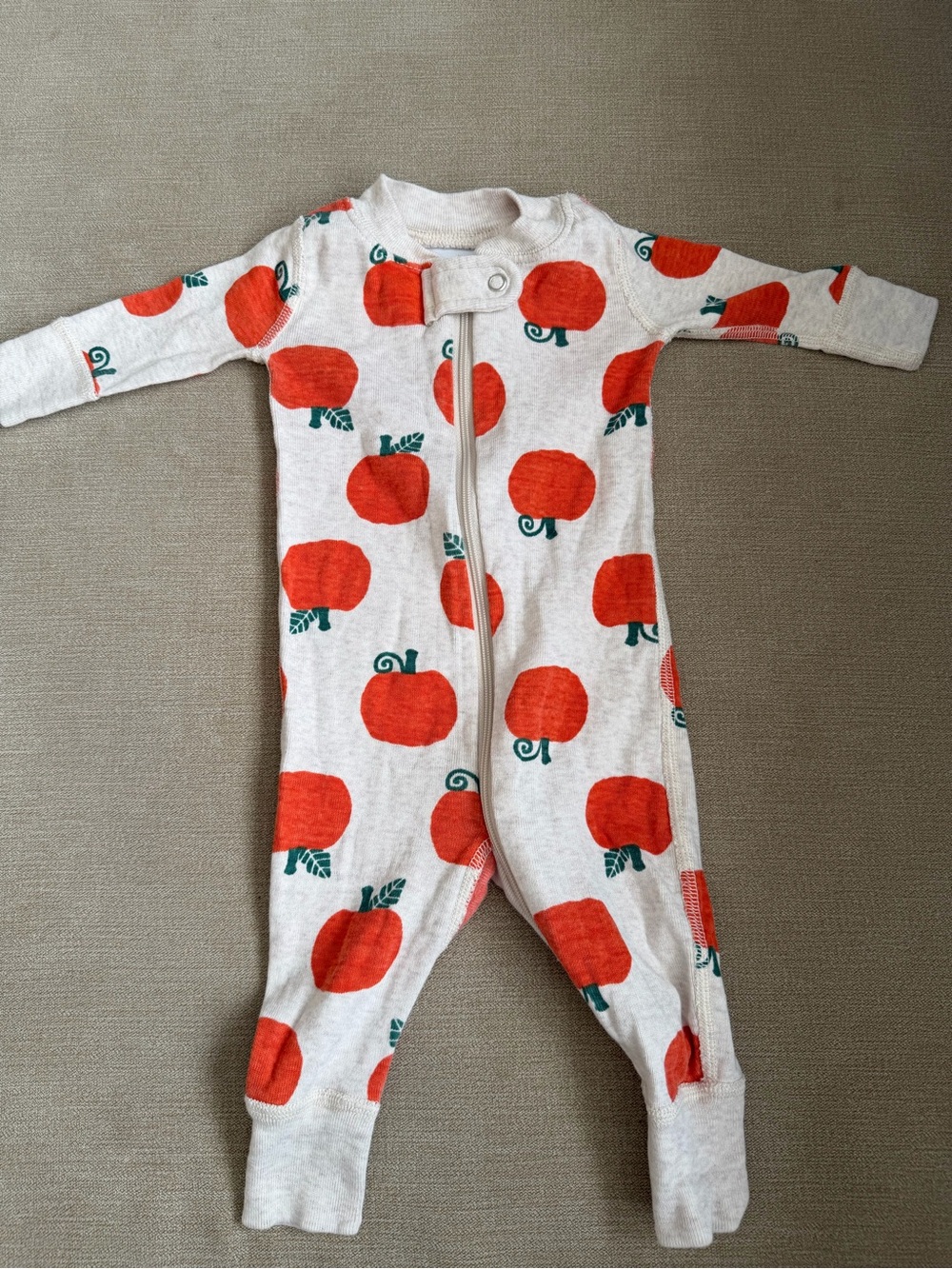 Hanna Andersson Cream One-Piece with Orange Pumpkin Print